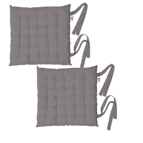 Rans Set of 2 Alfresco Cotton Chair Pads 40x40 cm - Plain Charcoal V442-RAN-CUSHION-CHAIRPADPLAIN-CHARCOAL-SQ