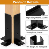 8 Pcs Black Deck Post Anchor Brackets, Reversible Wood Fence Base Kit for Pergola Railing V1237-MS-724-086
