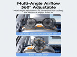 Black USB Car Backseat Dual Head Fan - 3 Speed Headrest Fan with 360 Degree Rotating Base, V888-ELOSUNG57504