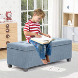 Storage Ottoman Stool 102cm Fabric LIGHT GREY BLUE V274-FT-GQ003-LGY