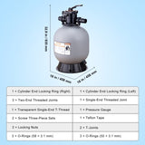 Sand Filter, 19-inch, 482.6mm, Up to 45 GPM Flow Rate, Above Inground Swimming Pool Sand Filter V952-SLQYC1945GPM76BDMV0