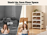 Artiss 4-Tier Foldable Storage Cabinet Stackable Box Clear Magnetic Door White SC-4T-4527-WH