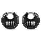 2X 4 Digit Combination Disc Padlock with Hardened Steel Shackle Combo Lock for Sheds, Storage Unit, V1369-AZ3-W-11543