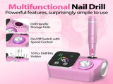 45000RPM Professional Corded Nail Drill E-File Kit for Salon Home LED Display Low Noise Ideal for V1107-110-70226-RED