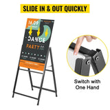 A-Frame Sidewalk Sign 24"x36" Sidewalk Signs for Businesses Black Coated Steel Metal A-Frame Sign V952-ZSJCRSTHBJ2436YC1V0