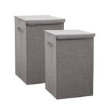 SOGA 2X Grey Medium Collapsible Laundry Hamper Storage Box Foldable Canvas Basket Home Organiser SBOX101X2