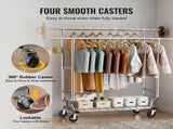 Heavy Duty Clothes Rack, Double Hanging Rod Clothing Garment Rack for Hanging Clothes, Adjustable V952-JYKCYJ4858221BPVDV0