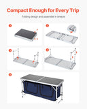 Camping Kitchen Table, Folding Outdoor Cooking Table, 3 Adjustable Height, Aluminum Lightweight Portable Cook Station with Storage Organizer, Carry Handle, for BBQ Party Picnic RV Travel, V952-DCCWJKLSLSBY357B3V0