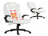 Artiss 8 Point Massage Office Chair Heated Seat Recliner PU White MOC-09M-WH