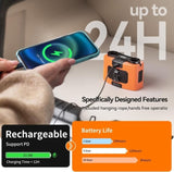 20000mAh Outdoor Portable Waist Fan Hanging Neck Fan Strong Wind with Power Bank LED Lighting for V413-20K-FAN-ORANGE