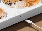 Tabletop Dual Fan USB Rechargeable Silent Air Circulation Fan with Brushless Motor Multi Speed V1294-YM0901-3113250059312