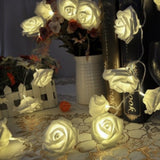 50 White Rose 3D Fairy Lights 5M LONG String, Battery Indoor & Outdoor Decorations Wedding V382-WHITEROSEBATT50