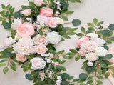 Wedding Arch Flowers Swag Set 2Pcs Artificial Flower Swag 1 Pcs Semi Sheer Chiffon Arch Drapes V1294-YM0901-240325HL01-3