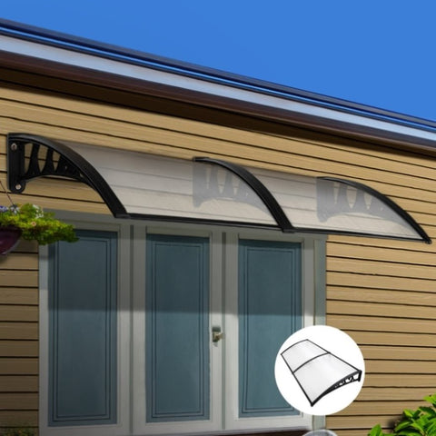 Instahut Window Door Awning 1mx2.4m Transparent AWN-PC6-1X24
