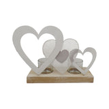 Triple Hearts w 2 Tealight Candle holders on Base 25cm V637-52406HRT