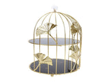 Gold Bird Cage Shape 2 Tier Cupcake Cake Stand Cosmetics Storage Rack Jewelry Display Holder Multi V1294-YM0901-3117250124611