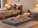 Artiss 3-in-1 Folding Sofa Bed Armless Lounger Chair with Side Pocket and Pillow SB-B-CDF-FOLD-GY