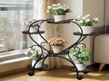 6 Potted Heart-shaped Metal Tall Plant Stand Rolling Garden Cart Flower Racks AU V767-HJ-XZ1747