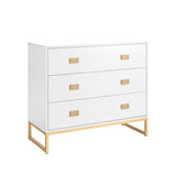 Sarantino Amara Chest of Drawers Tallboy Dresser in White Gold CHE-90L-05-WHG