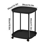 2 Tier Side Table With Wheels Rolling End Side Table Small With Storage Shelves Industrial Night V1370-AZ4-13183