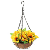 Faux Flower Hanging Basket for Living Room and Garden, Decorative No Maintenance Artificial Plant V1366-AZ2-W-19209