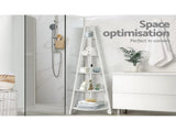 Artiss Bookshelf Corner Shelf 5 Tiers - CANE White FURNI-P-LAD-COR5T-WH