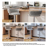 SERENIT Silver Swivel Upholstered Velvet Adjustable Height Counter Stool with Metal Frame Grey V255-GP2311R-GREY
