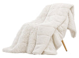 Giselle Faux Fur Weighted Blanket 2 Sided Long Pile Sherpa Reverse Cream 5.5KG 120 x 180cm WBLANKET-LF-180-55KG-CW