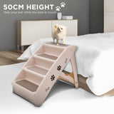 Furtastic Foldable Pet Stairs In White - 50cm Dog Ladder Cat Ramp PTS-EJE-433-WH