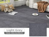 16 Pack Light Grey Durable & Soft Self-Adhesive Carpet Tiles - Interlocking Non-Slip Square V888-ELOSUNG42017