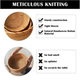 Wicker Basket,Natural Rattan Round Wicker Basket with Lid, Shallow Decorative Organizer for Keys, V1366-AZ2-W-19405