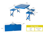 Foldable Lightweight 4-seater Camping Table Set - Blue V196-FCT001