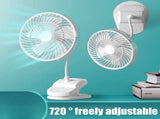 Clip On Fan Portable Rechargeable 720&deg Rotation Quiet Stroller Fan Sturdy Clamp Mini Desk Fan for V1294-YM0523-10344433