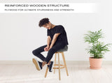 4X Wooden Bar Stool Dining Chair Fabric LEILA 72cm GREY V274-FT-WBSFAB-82GY4