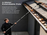 4M Telescopic Gutter Cleaning Tool Kit with Adjustable Pole, Gutter Brush & Gutter Rake V63-959271