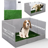 Dog Grass Pad with Tray, Foldable Litter Box High Wall, Indoor Potty Easy Clean Puppy Pee Pad V1107-135-45373-GRY3