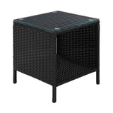 Gardeon Coffee Side Table Wicker Desk Rattan Outdoor Furniture Garden Black ODF-RECLINER-TB-BK