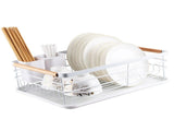Dish Drainer Kitchen Monolayer Waterproof Cutlery Shelf Tabletop Utensil Storage Shelf White V1294-YM0703-3118230118611