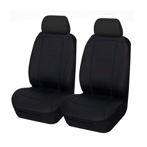 Universal Lavish Front Seat Covers Size 30/35 Black/Blue Stitching V121-LAVA3503