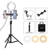 Live Broadcast Dual Phone Bracket With 1.1M Tripod & 6.2 Inch Led Ring Light Kit PRL-6303TKP