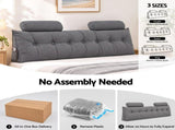Artiss Headboard Pillow King Wedge Backrest Triangular with 2 Cushions Grey BED-HEAD-TRAR-K-GY