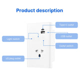 2.4GHz WiFi Wall Touch Light Switch with Type-C USB Power Outlet Neutral Wire Required 2 Way Control V1294-YM0901-HS7880WUS-2