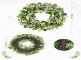 Green Eucalyptus Leaves Front Wreath, 24 Inch Artificial Spring Summer Greenery Wreath Front V1258-DP02-C-1279