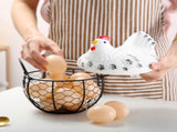Egg basket, egg holder, egg storage, metal fruit bowl, chicken pattern, ceramic egg storage basket, V1188-MS-313-0447