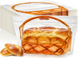 100 Pack Clear Plastic Bread Bags with Handle, 12.5 x 10.4 Inch Large Zipper Toast Bag, Portable V1259-DP01-A-950