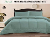 Ramesses Aqua 3- Piece Mink Flannel Comforter Set Queen V442-KIT-COMFORTER-3PCMINKFLANNEL-AQUA-QS