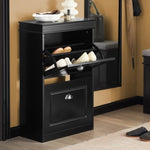 Shoe Cabinet 2 Drawers Storage Cupboard Black V178-62984