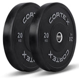 CORTEX 170kg Black Series V2 Rubber Olympic Bumper Plate Set 50mm with SPARTAN205 Barbell V420-CSWP-OBPV2ST-C