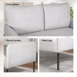 Artiss Armchair 2-Seater Sofa Pillow Linen Grey UPHO-B-ARM08-2S-FB-GY