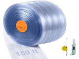 Strip Curtain, 4572 cm Length x 20 cm Width x 2 mm Thickness, Clear Ribbed PVC Curtain Strip Door V952-JPVC150X81PCS0RHMV0